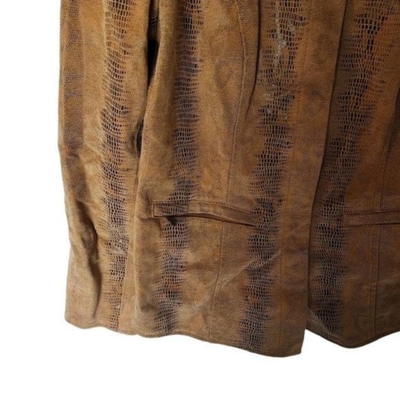 Bradley‎ Jacket 100% Genuine Leather Tan Animal Print size XS Snap Buttons - Picture 6 of 13